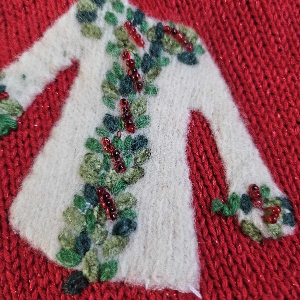 2001 Vintage Susan Bristol Hand Embroidered Ugly Christmas Sweater Cardigan VTG - Picture 13 of 16